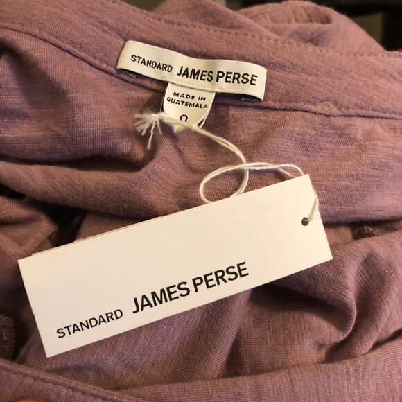 JAMES PERSE HENLEY SLUB JERSEY LONG SLEEVE TOP LAVENDER 0 XS NWT - Picture 8 of 11